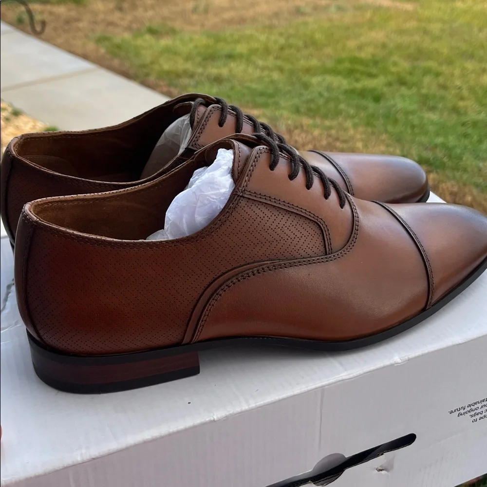 ALDO NEW Men's Albeck Classic Cognac Leather Men's Oxford Shoes, Men’s Size 9.5